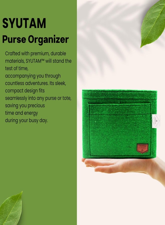 SYUTAM Women Felt Purse Organizer Insert for Ladies Handbag, Tote, Hobo Bag Storage & Purse Divider, Multiple Storage Compartment - Green(13.8x3.35x5.9) inch (Slender L) - Image 5